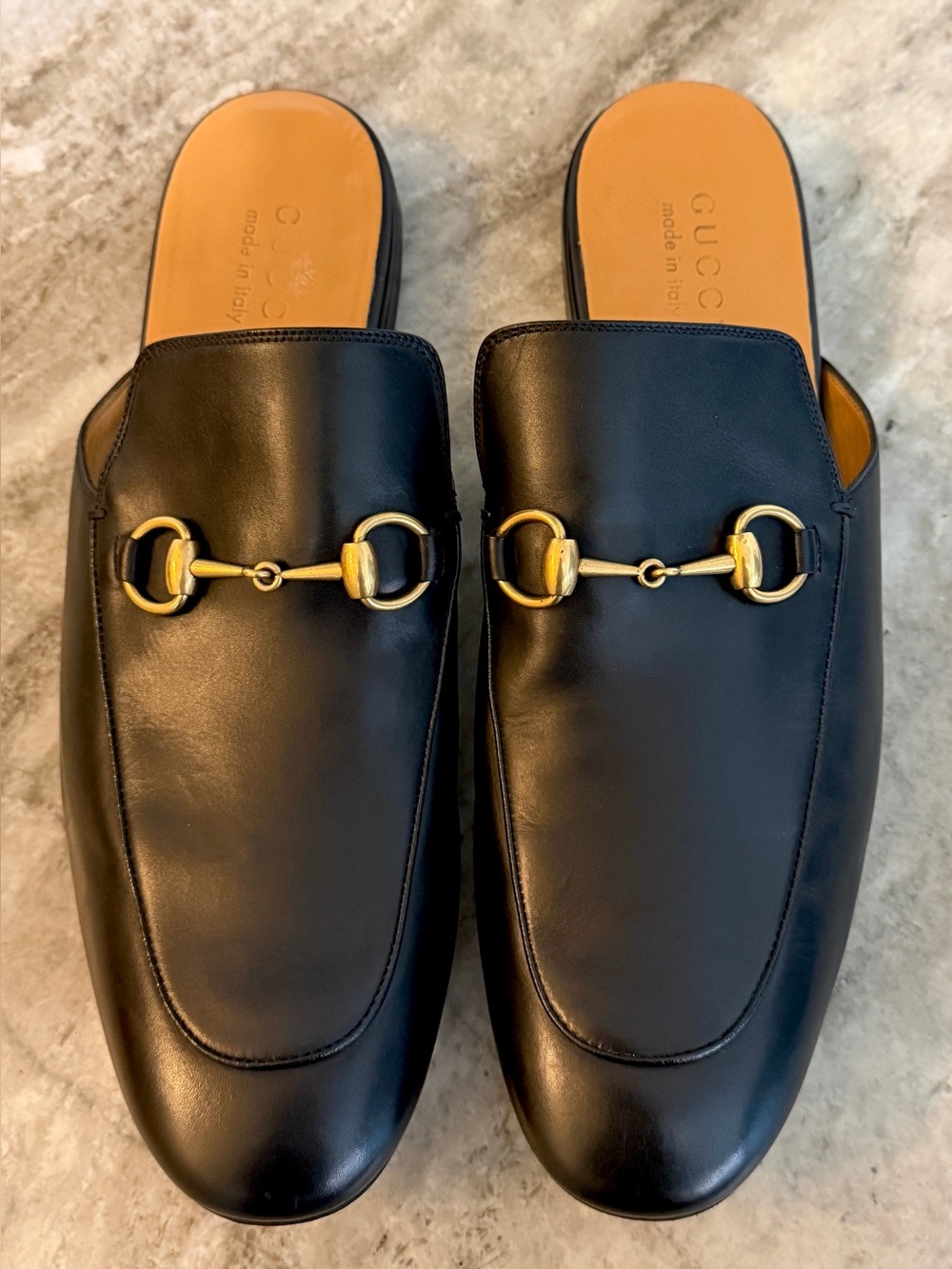 GUCCI PRINCETOWN Horsebit Leather Slide Loafer Black 10/ 10.5 $1100 Mule Jordaan